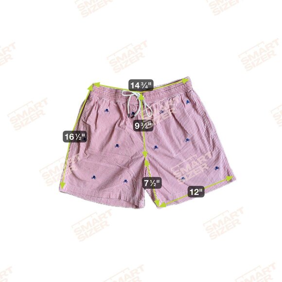 Polo Ralph Lauren Mens Seersucker Pinstripe Skull Embroidered Swim Shorts M Red - Picture 2 of 8